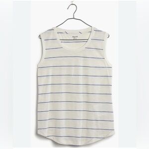 Madewell Cream and Blue Sleeveless Tank Top